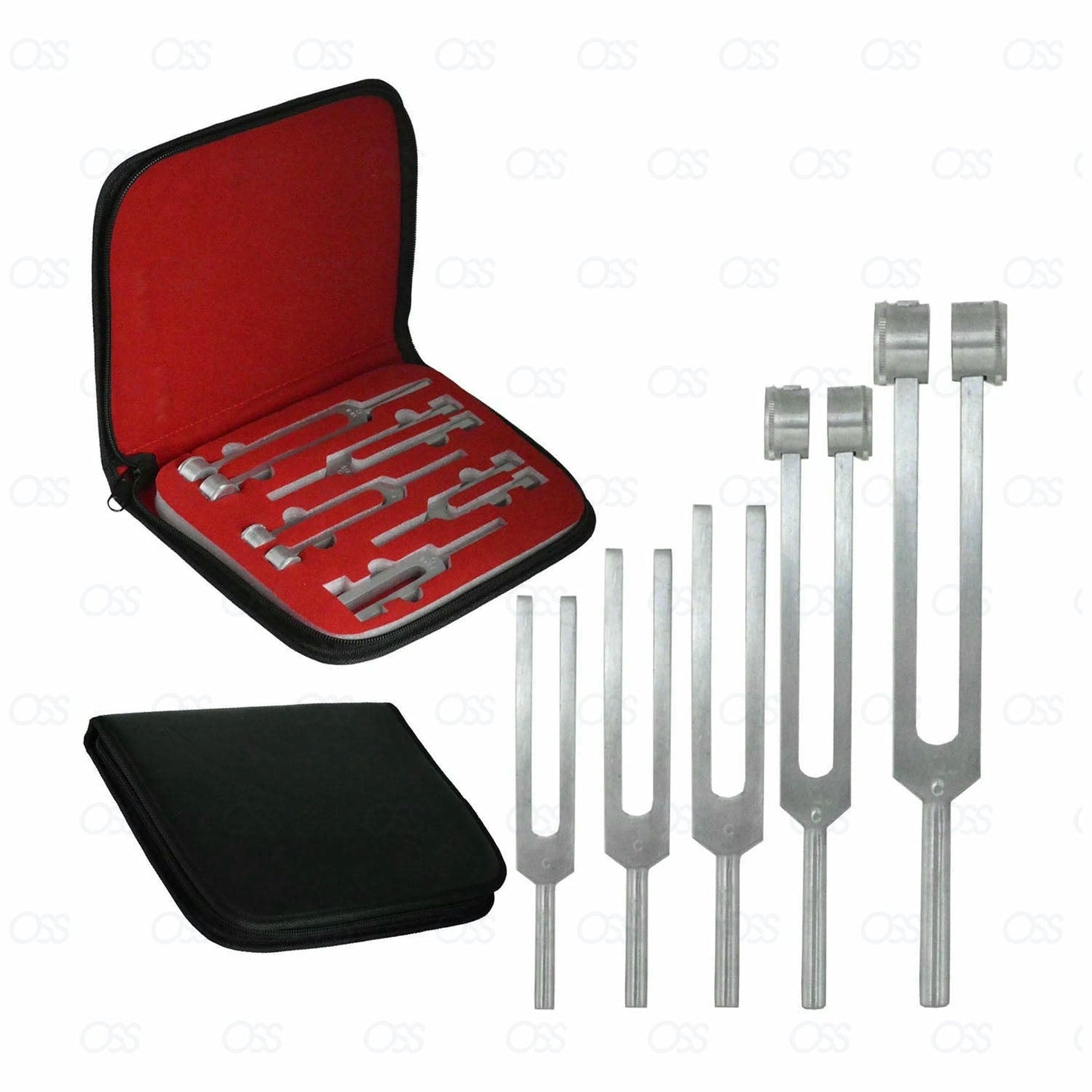 5 Pcs/Set Stainless Steel Aluminium Tuning Forks Set Medical Tuning Forks Mallet Medical Instruments Tuning Vibration Sound Therapy Tool Set