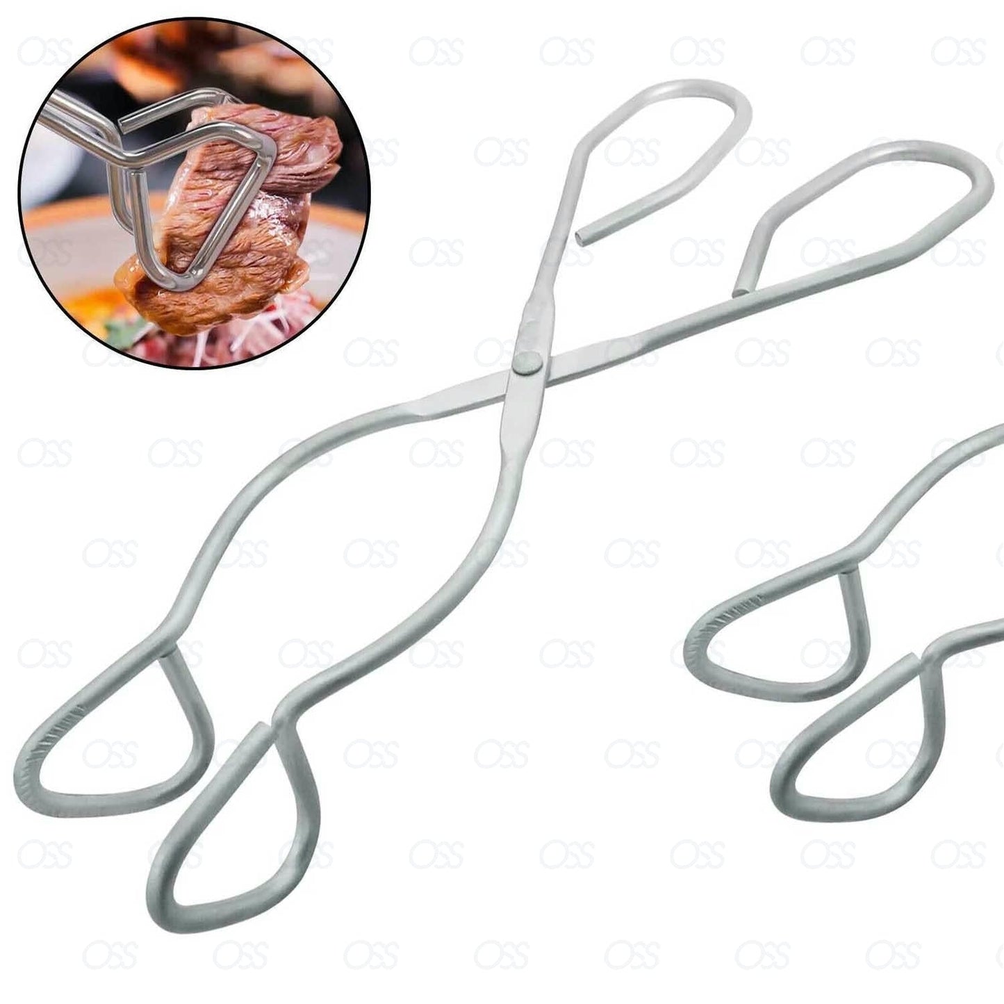 BBQ Chromed Steel Scissor Tongs Kitchen Barbecue Grill Outdoor Cooking Utensil