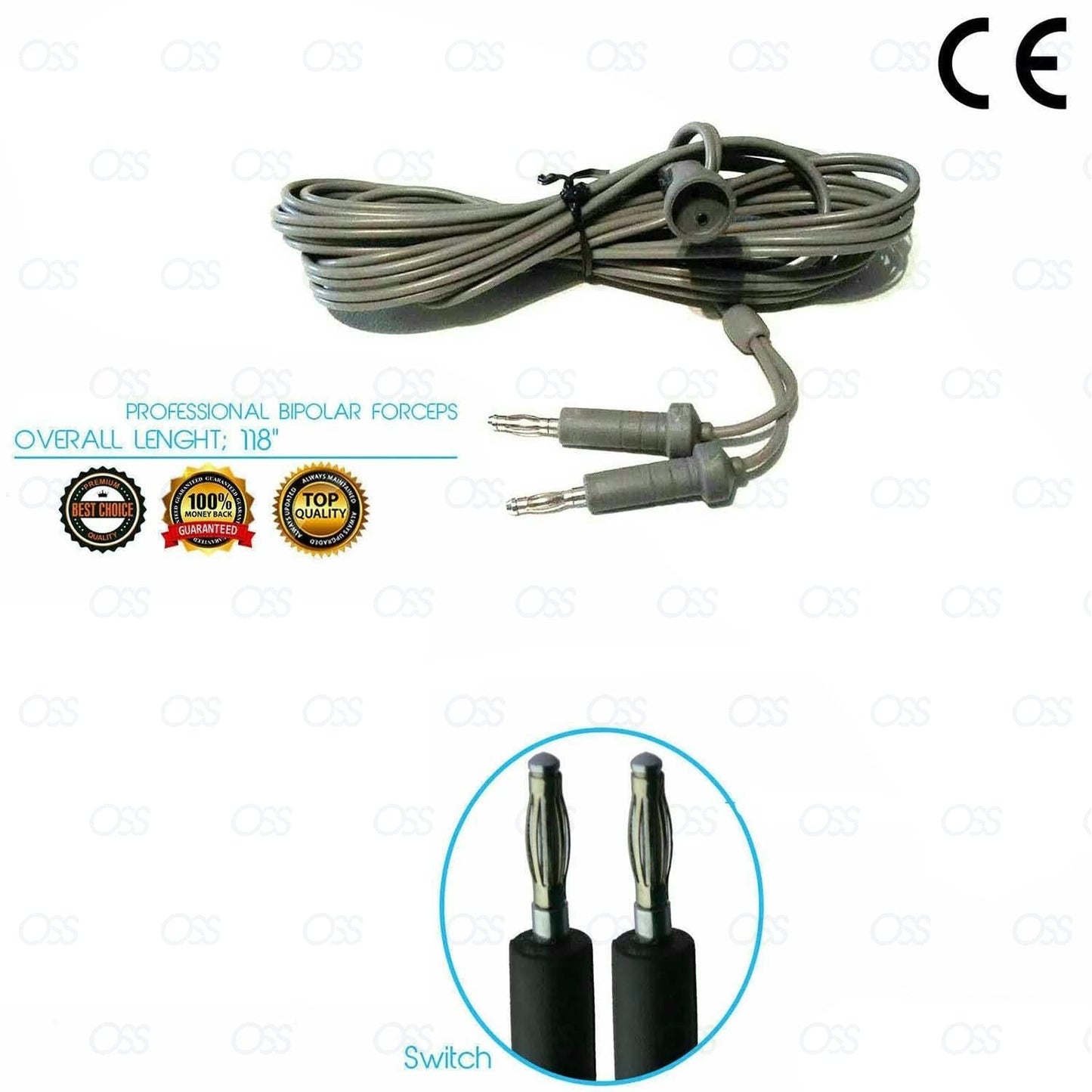 BIPOLAR ADISON FORCEPS 3 METER AMERICAN CABLE SURGICAL INSTRUMENTS CE