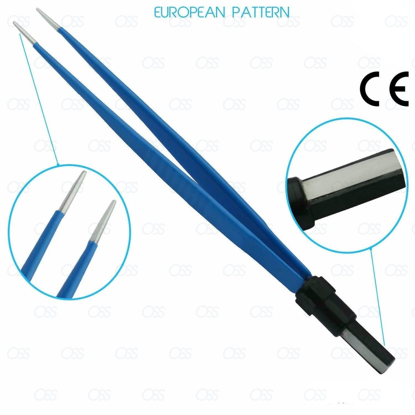 BIPOLAR STRAIGHT FORCEPS 15cm- Tip 1MM WITH 3 METER CABLE, SURGICAL INSTRUMENTS CE.