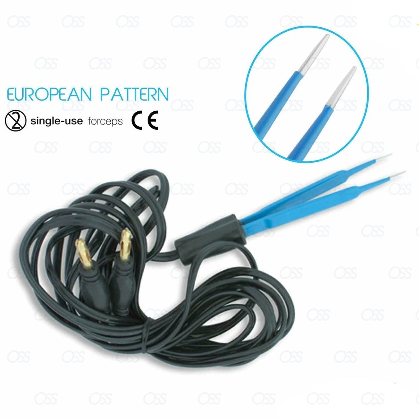 Bipolar Forceps European, Hemostats & Needle Holders Blue FORCEPS 14CM WITH LONG CABLE