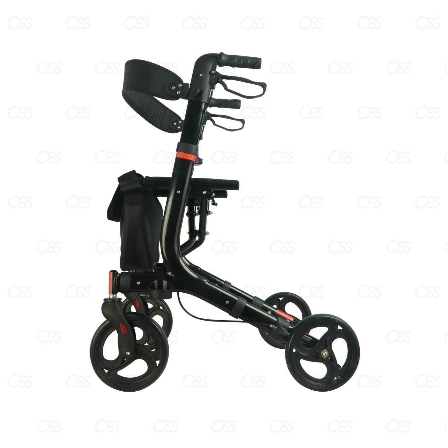 Black Lightweight Rollator with Bag and seat Disability Elderly Mobility aid