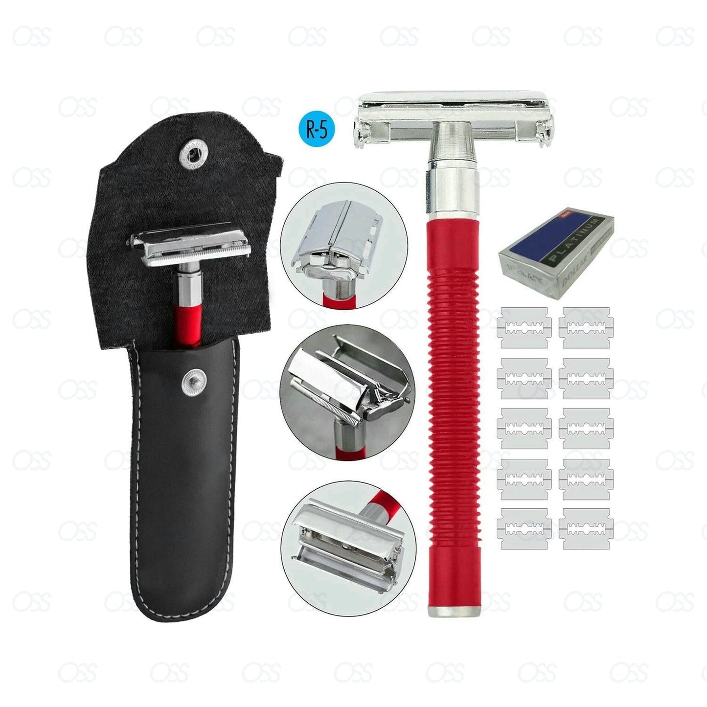 Butterfly Safety Razor & 10 Double Edge Blades Classic Shaving Vintage