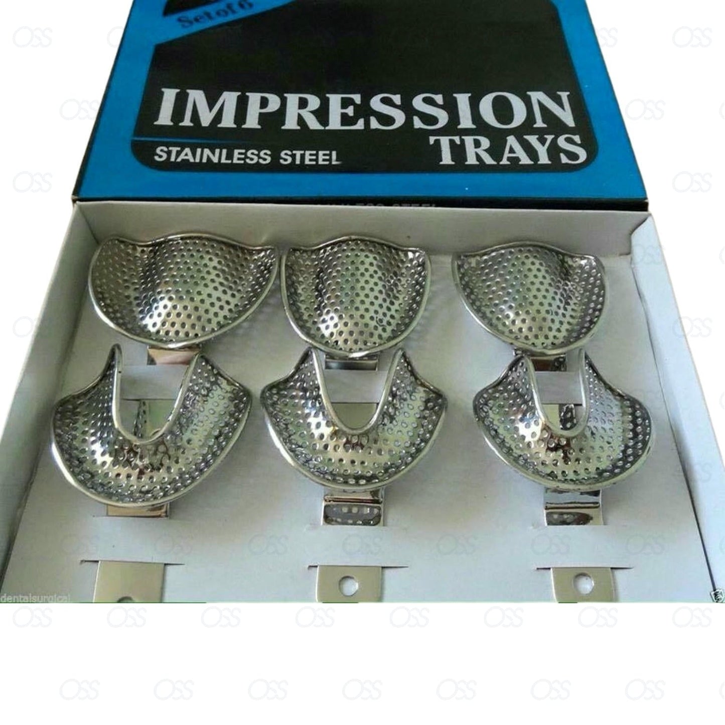 Dental Impression Trays Full Denture Perforated Set of 6 SML Upper Lower CE
