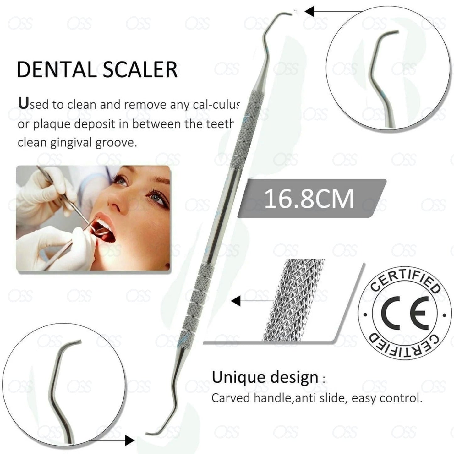 Dental Tool Tooth Scraper Prob Scale Set Tartar Calculus Plaque Remover CE