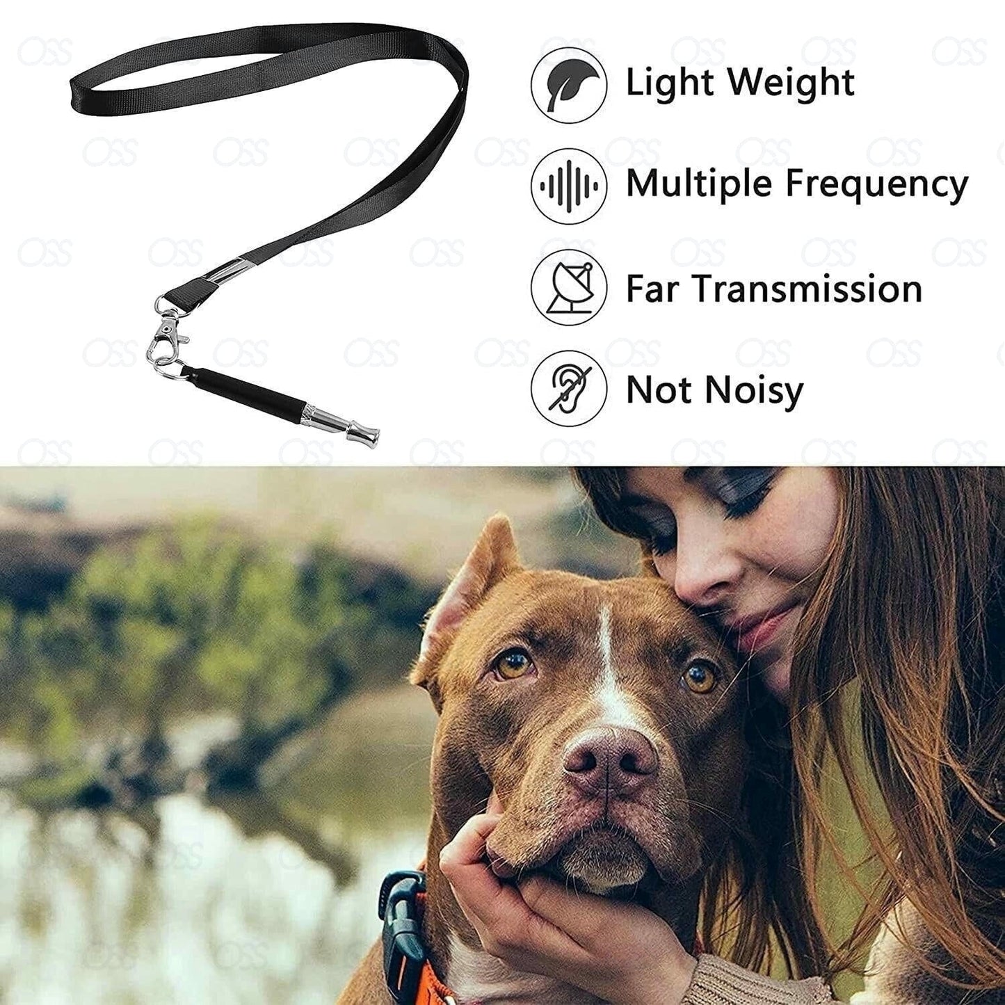 Dog Whistle Stop Barking Pet Training Ultrasonic Adjustable High Pitch Lanyard