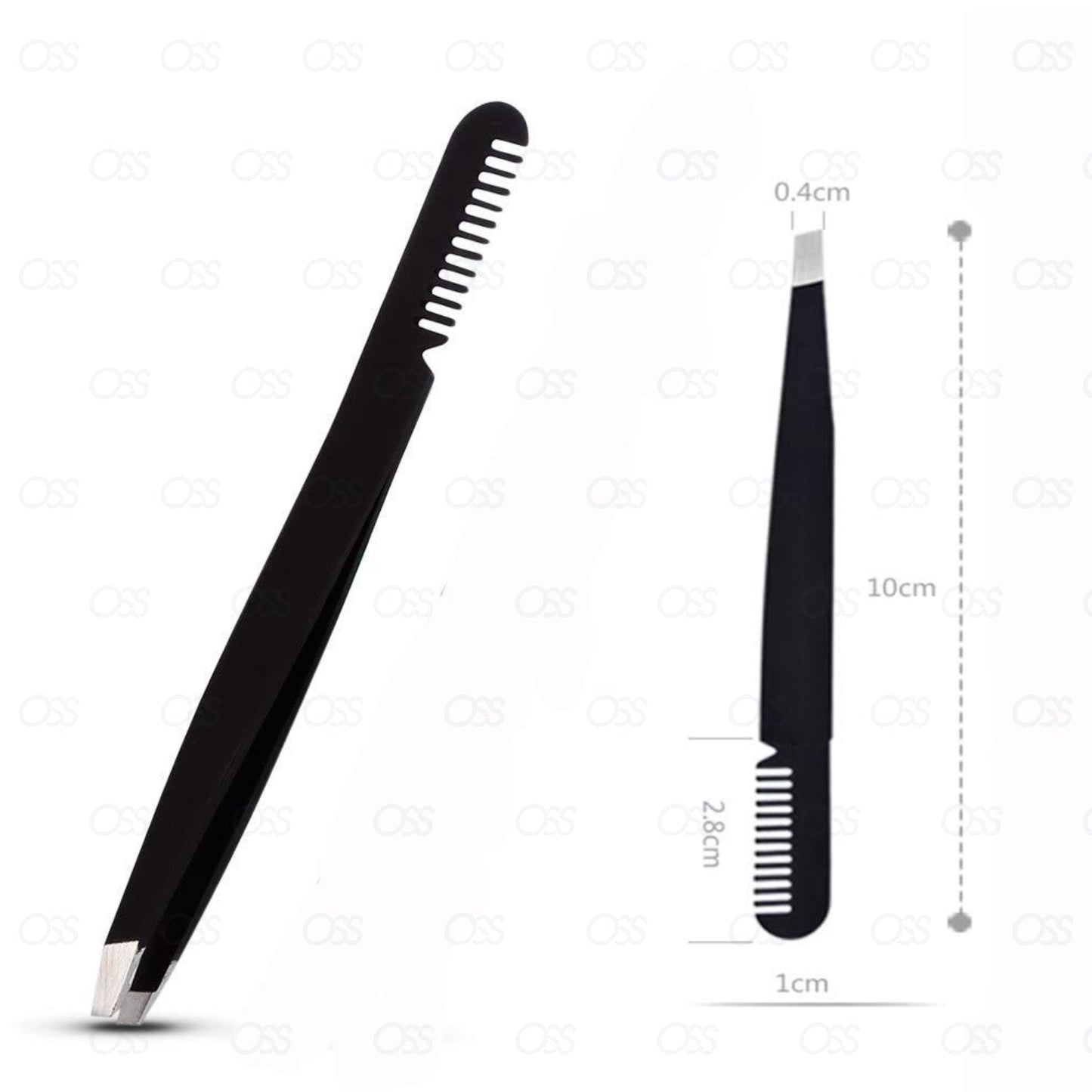 EYEBROW TWEEZERS SLANTED TIP COMB PROFESSIONAL QUALITY STAINLESS STEEL