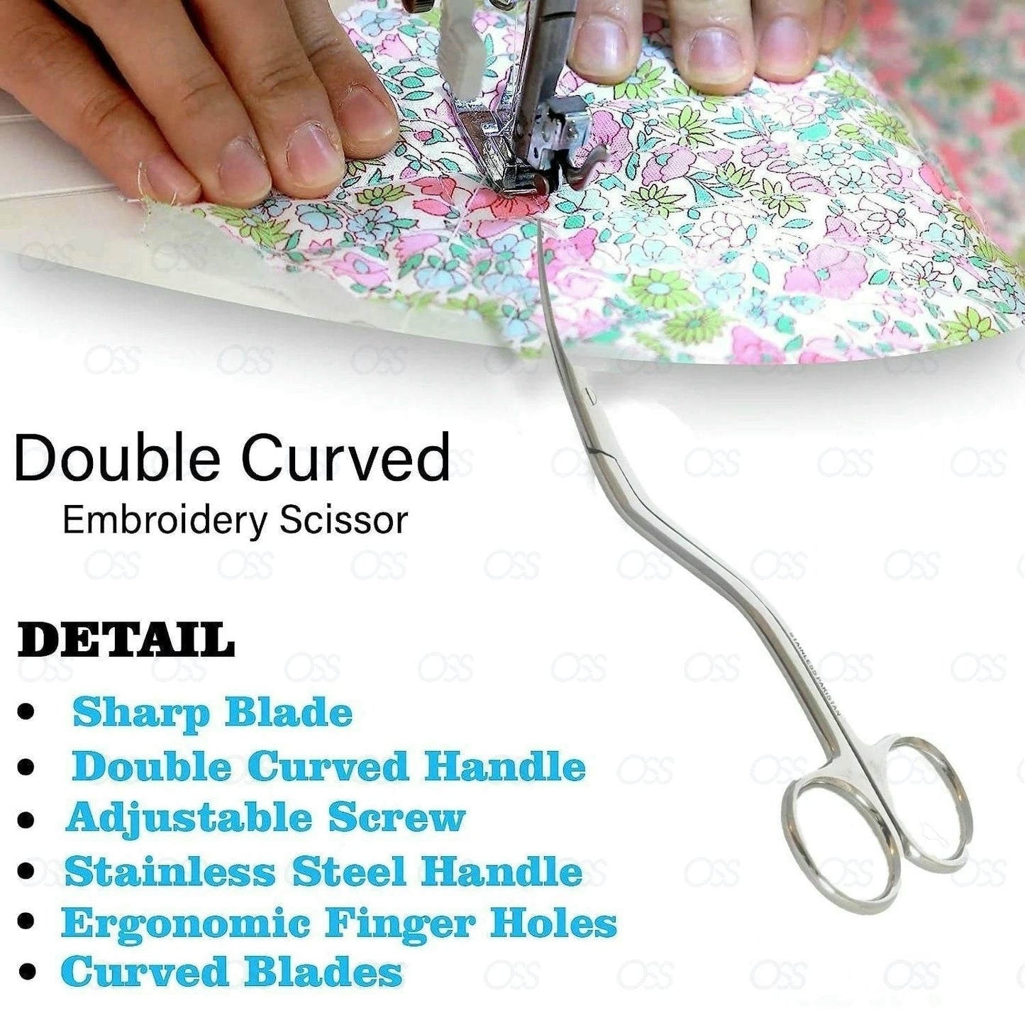 Embroidery Scissors Tailor Machine Dressmaking Stitching Large Bent Curved