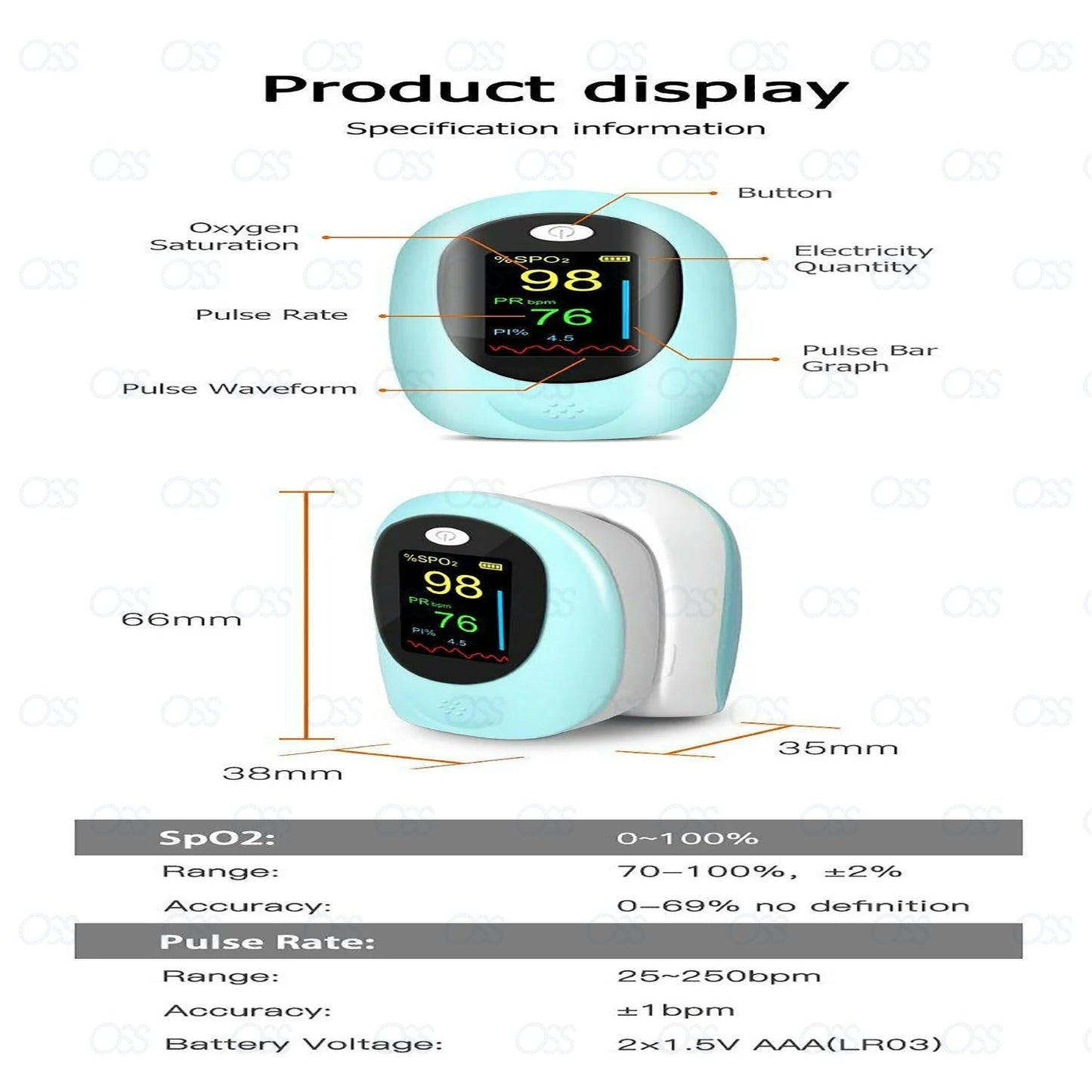 Finger Pulse Oximeter LED Display Oxygen Saturation Monitor