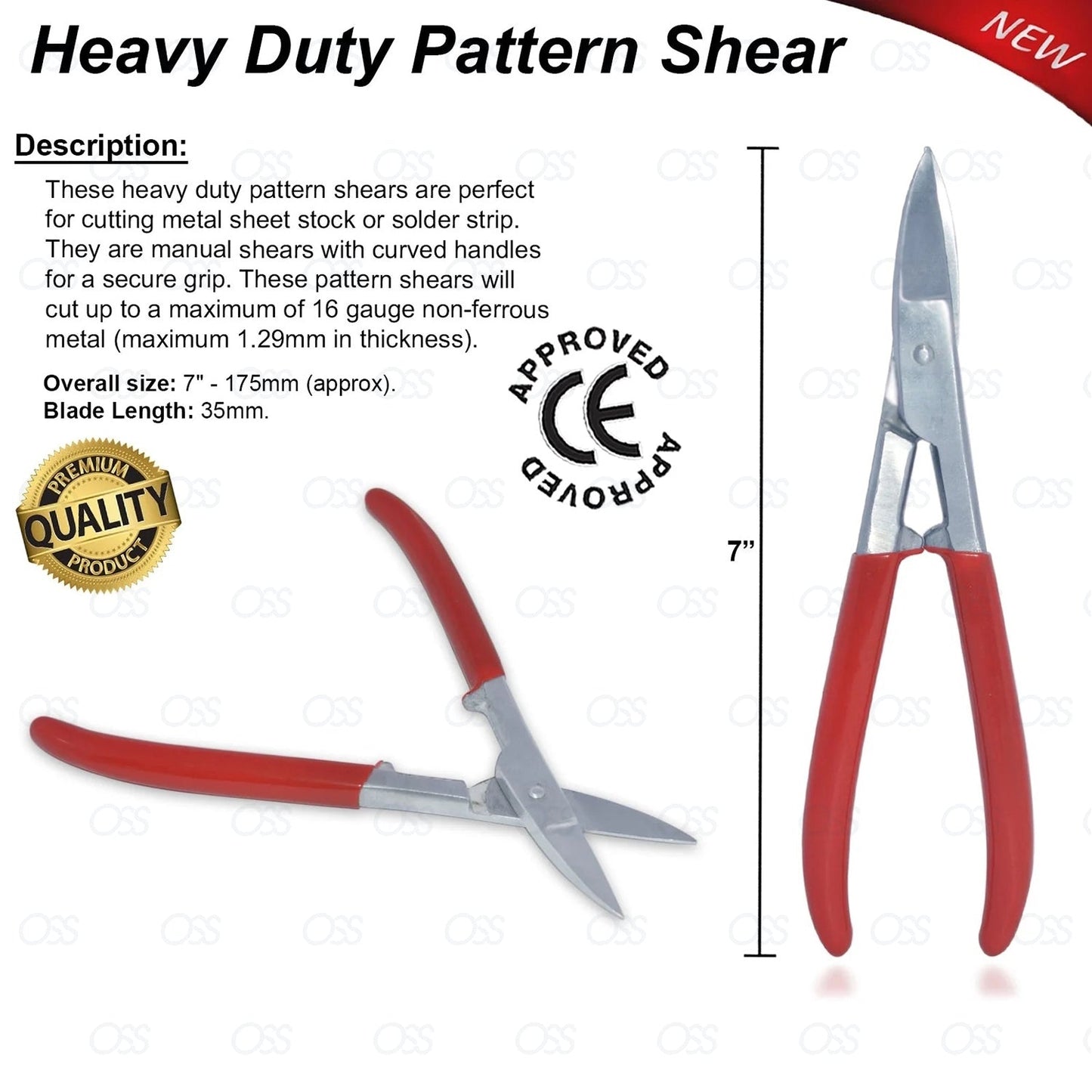Heavy Duty Pattern Shear 18.5 cm length Tin Snips Soft Metal Jewellery Shears