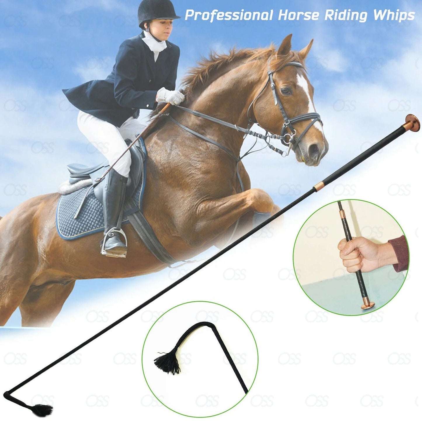 Horse Gel Whip Stick Easy Comfortable Riding Grip Handle For Guiding & Training