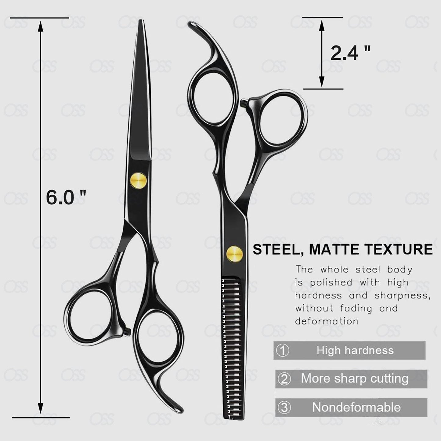 Professional Hairdressing Straight Scissors Hair Cutting Scissors Shears for Barber Salon - 6" Overall Length with Adjustment Tension Screw 100% Stainless Steel