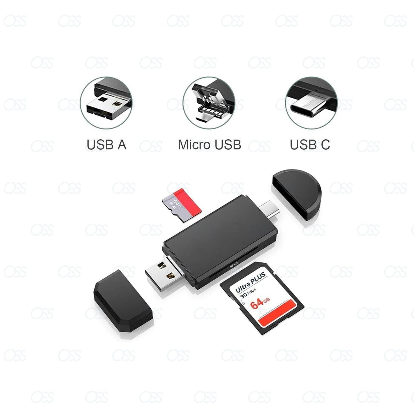 SD Card Reader Micro USB OTG USB-C to USB 2.0 Adapter Android Phone Tablet PC