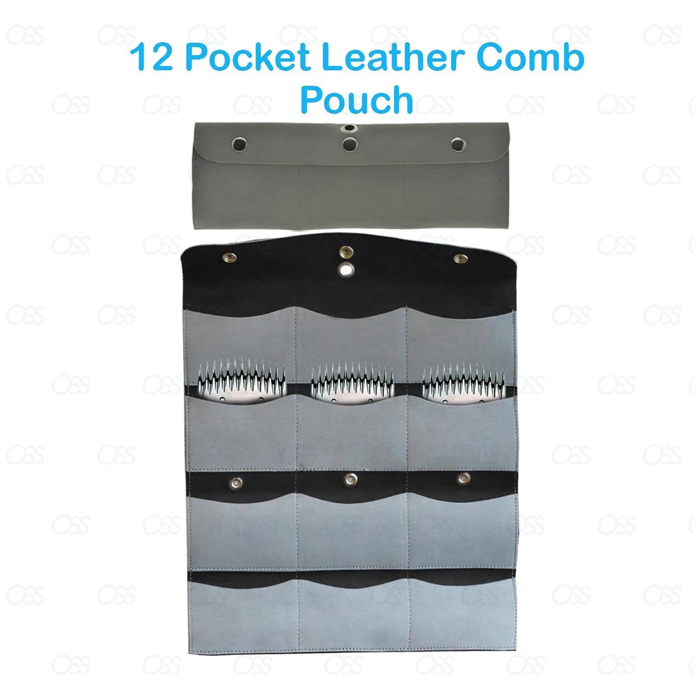 Sheep Shearing Handpiece Leather Comb Pouch 12 Pocket