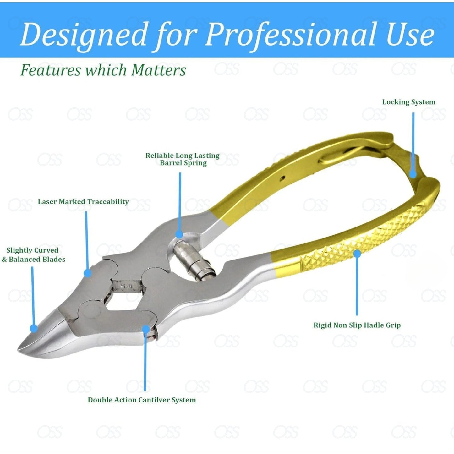 Toenail Clippers Podiatry Tool German Forged – 6 inch Cantilever Nail Nippers to Cut Thick Toe Nails – Hospital Grade – 15cm – Barrel Spring