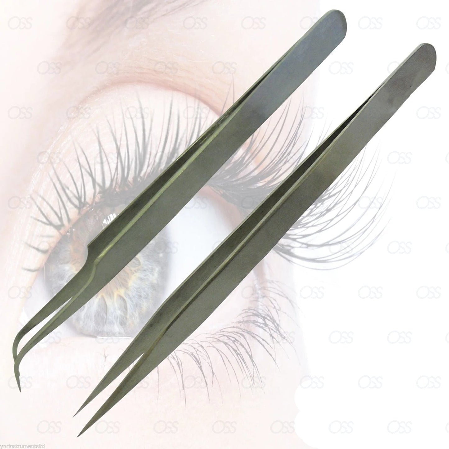 Individual Eyelash Extension Tweezers Swiss Quality Fanning Straight Curved