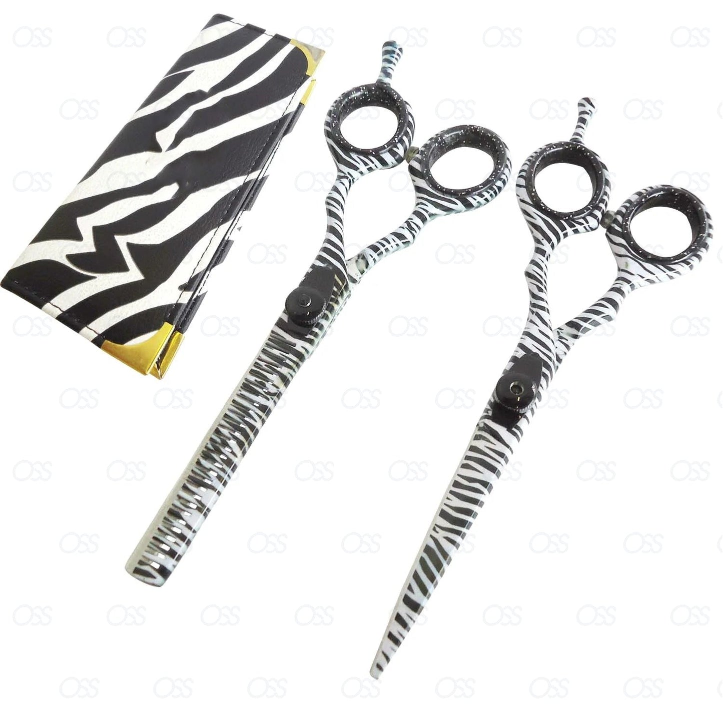 Hairdressing Hair Thinning Scissors 5.5" White Pink Zebra Barber Shears Gift