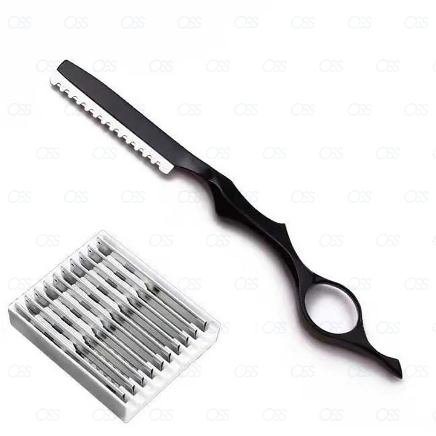 PRO HAIR SHAPER THINNING LAYER HAIR CUTTING RAZOR STEEL COMB +10RAZOR BLADES