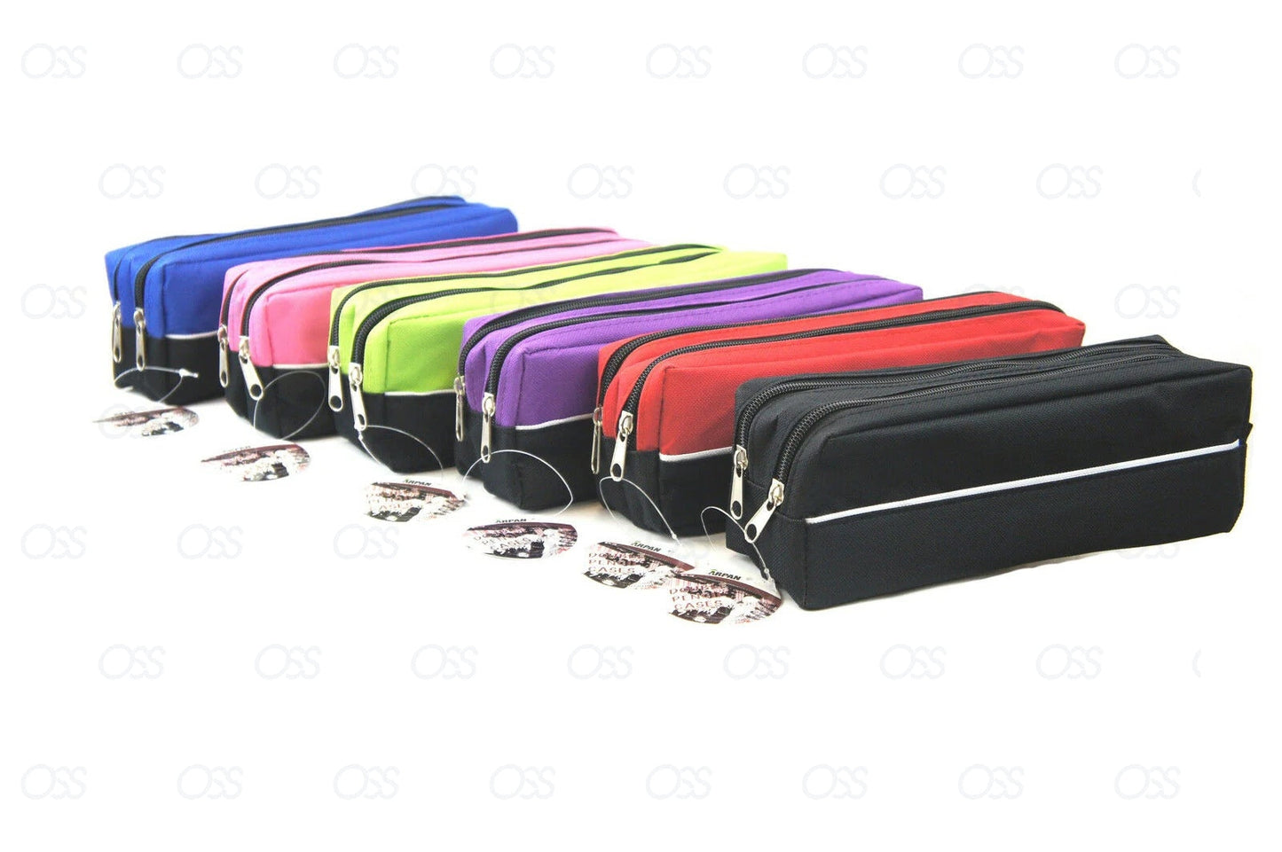 Large Double Zip Fabric Pencil Case - Ideal For School/College/Uni.- Make up Bag