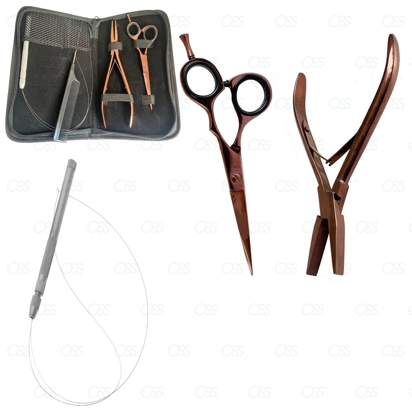 HUMAN HAIR EXTENSIONS TOOL KIT PLIERS SCISSORS MICRO RINGS PIN LOOP NEEDLE TUBE WIRE COMB