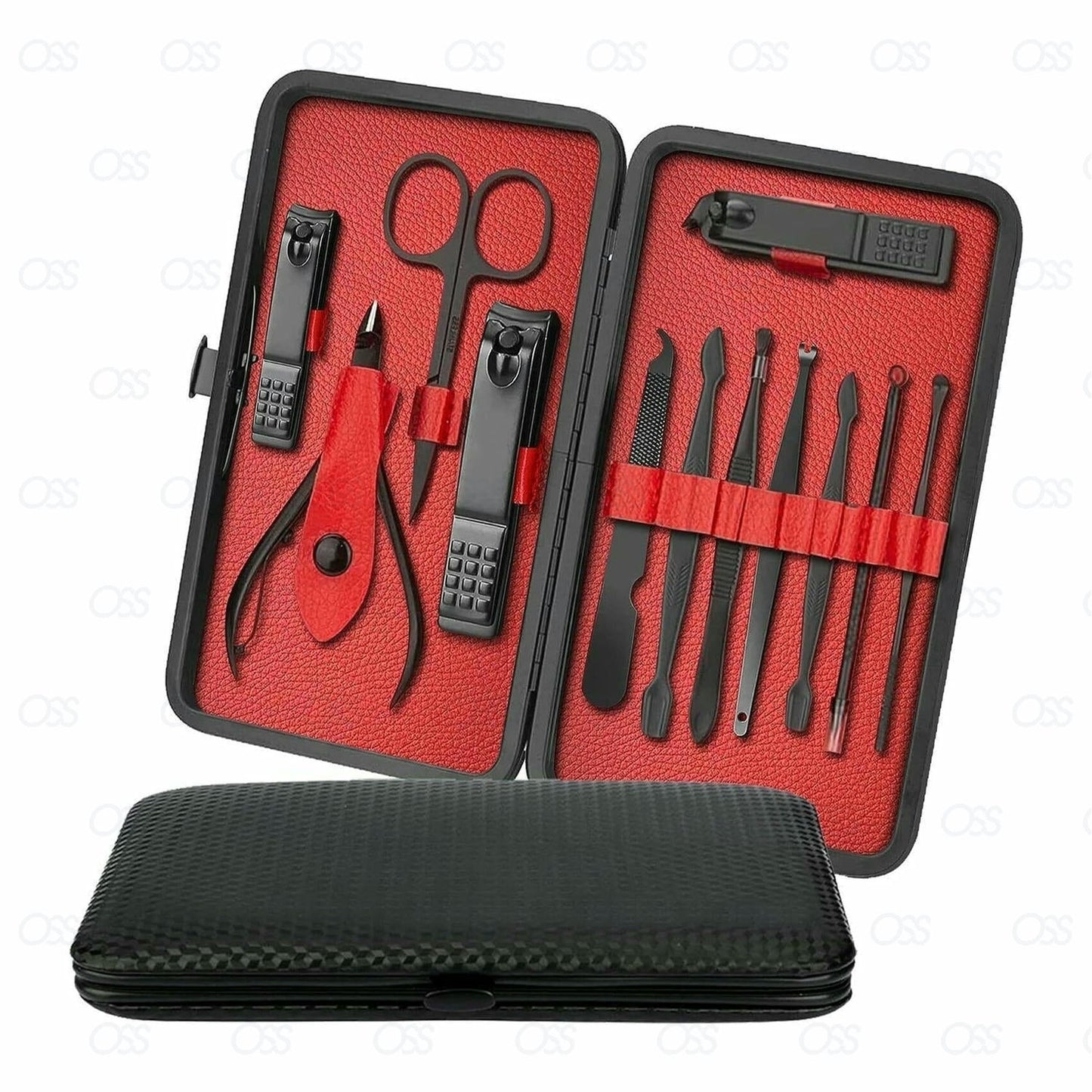 12 Piece Manicure Pedicure Nail Care Set Cutter Cuticle Clippers Kit Case