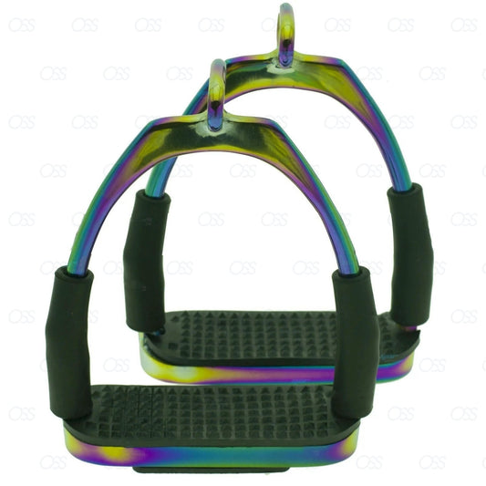 FLEXI SAFETY STIRRUPS HORSE RIDING BENDY IRONS STAINLESS STEEL MULTI