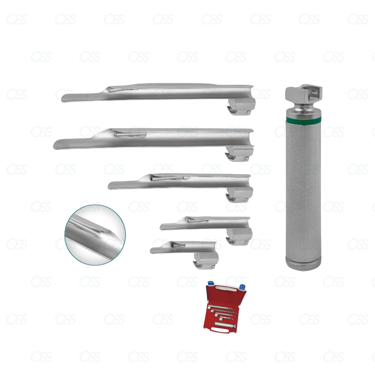 5-Blade Miller Fiber Optic Laryngoscope Reusable Blades & Handle Diagnostic Examination Conventional