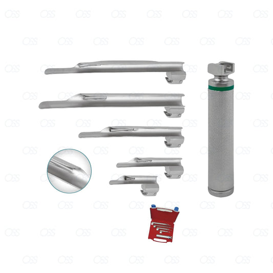 5-Blade Miller Fiber Optic Laryngoscope Reusable Blades & Handle Diagnostic Examination Conventional