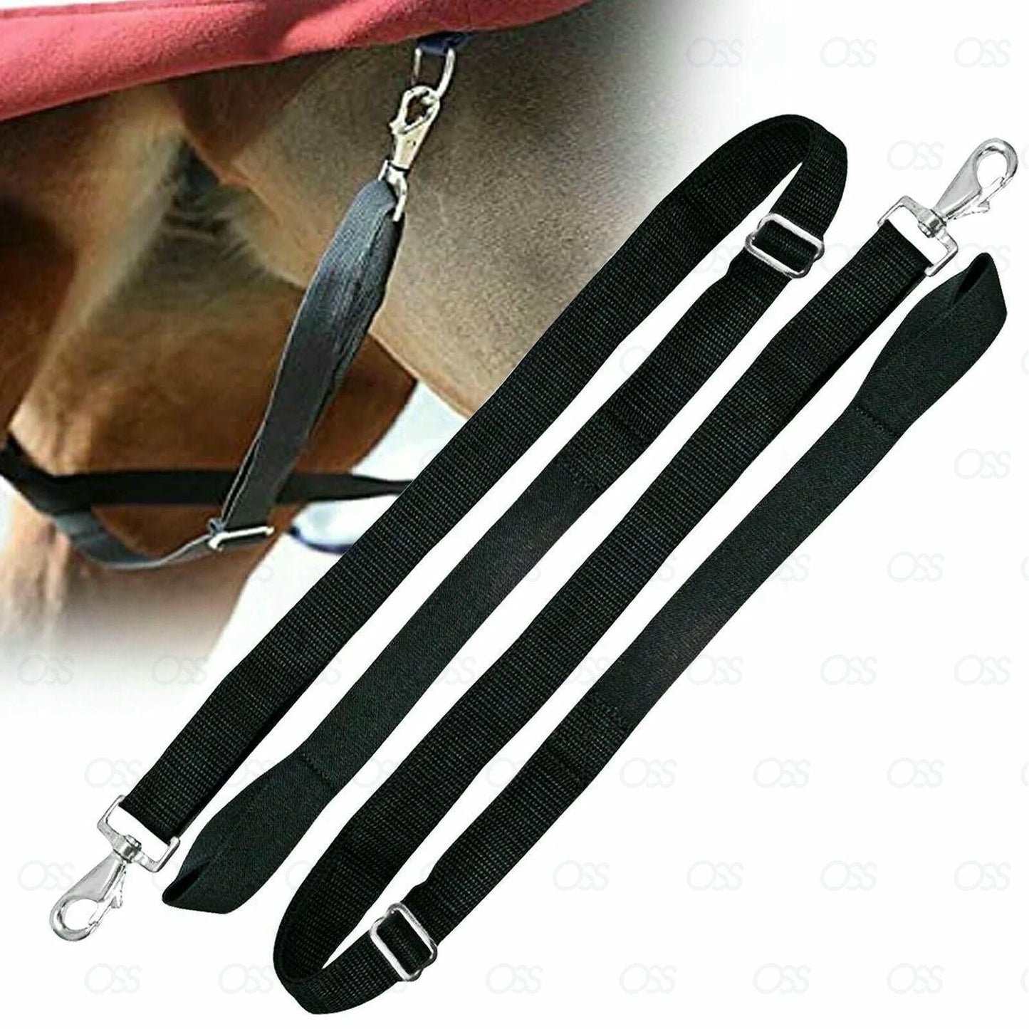 2 Horse Pony Rug Blanket Replacement Leg Straps Adjustable 60cm - 100cm BLACK