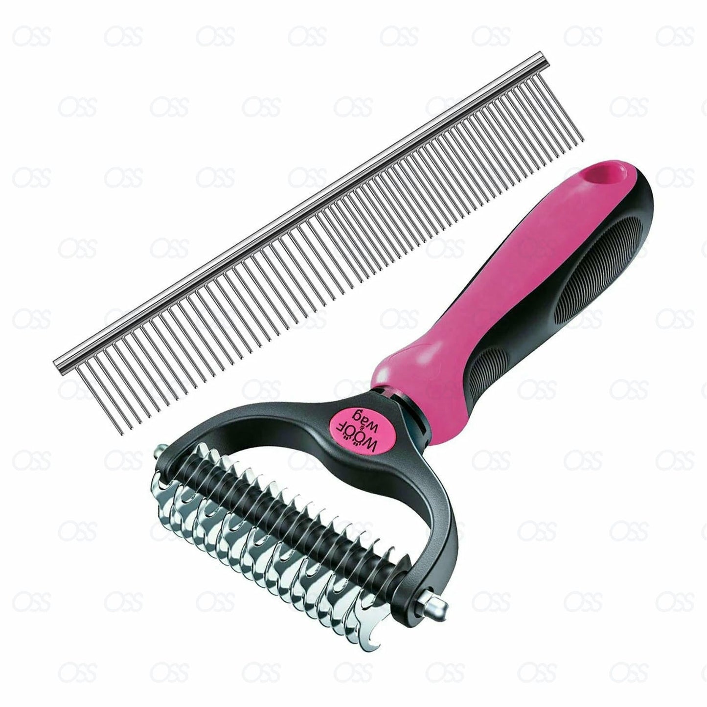 2Pcs Pet Dog Cat Dematting Grooming Deshedding Tool Set Comb Brush 20 Fur Hair