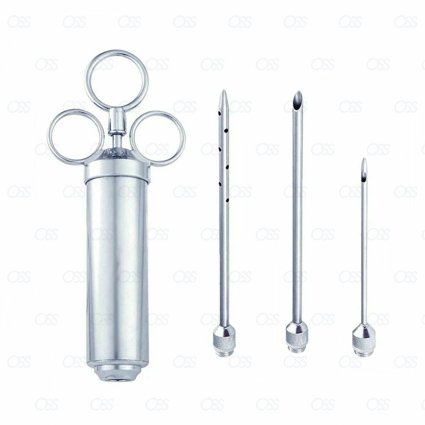 304 Stainless Steel Seasoning Meat Injector Kit Large Barrel 3 Needle Cook