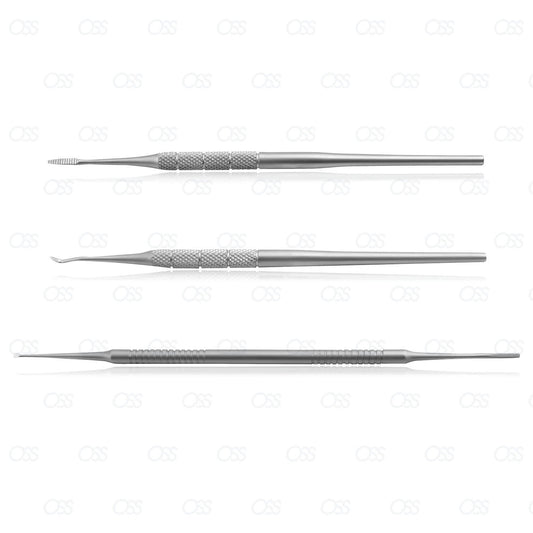 3 Pcs Podiatry Set - Swan Neck Probe / Fine & Double Ended Blacks Files CE