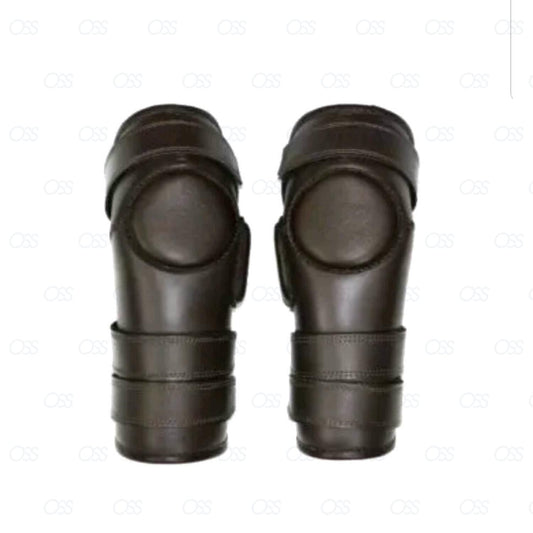 3 STRAP POLO & RIDING KNEE GUARDS REAL LEATHER PADDED-SUPREME QUALITY