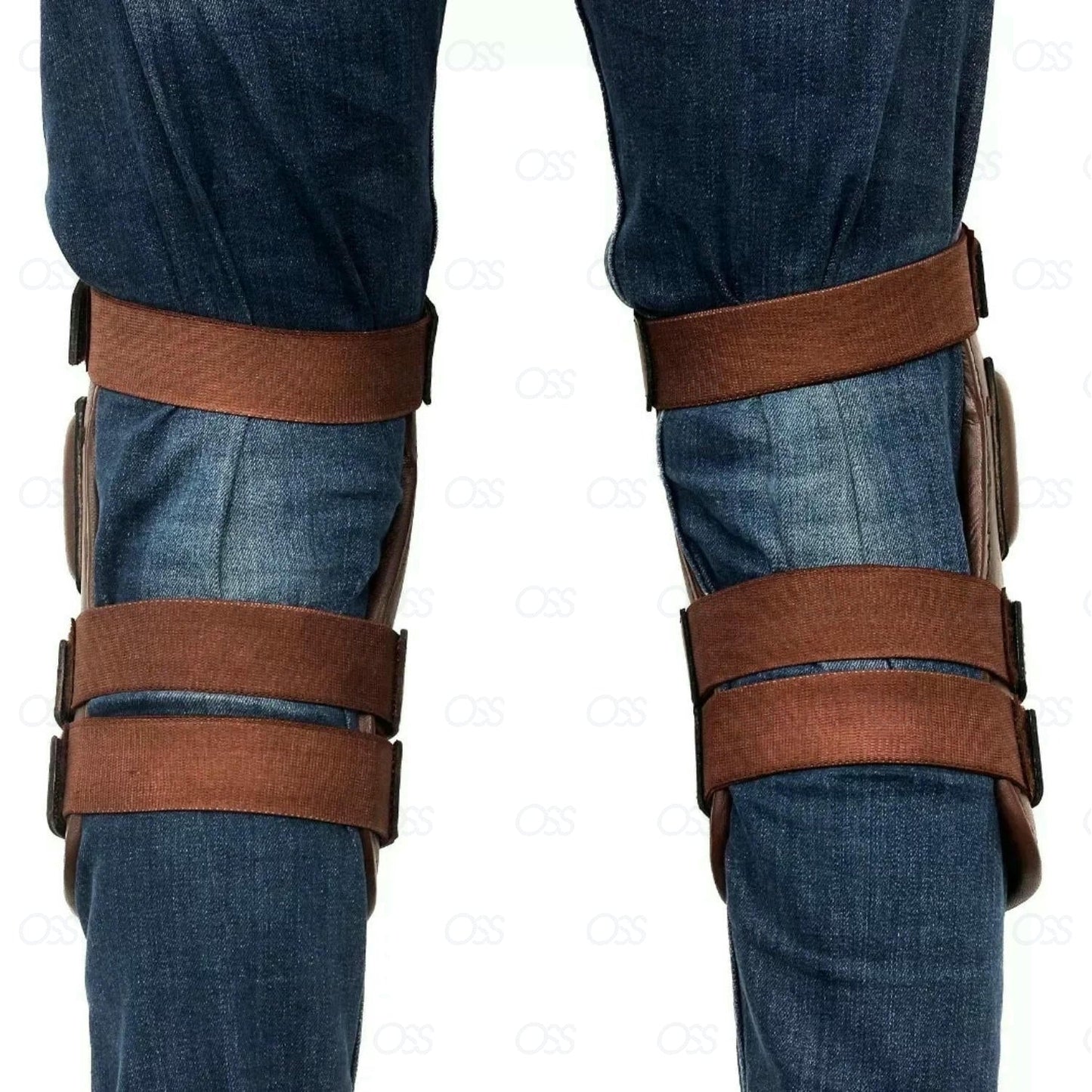 3 STRAP POLO & RIDING KNEE GUARDS REAL LEATHER PADDED-SUPREME QUALITY