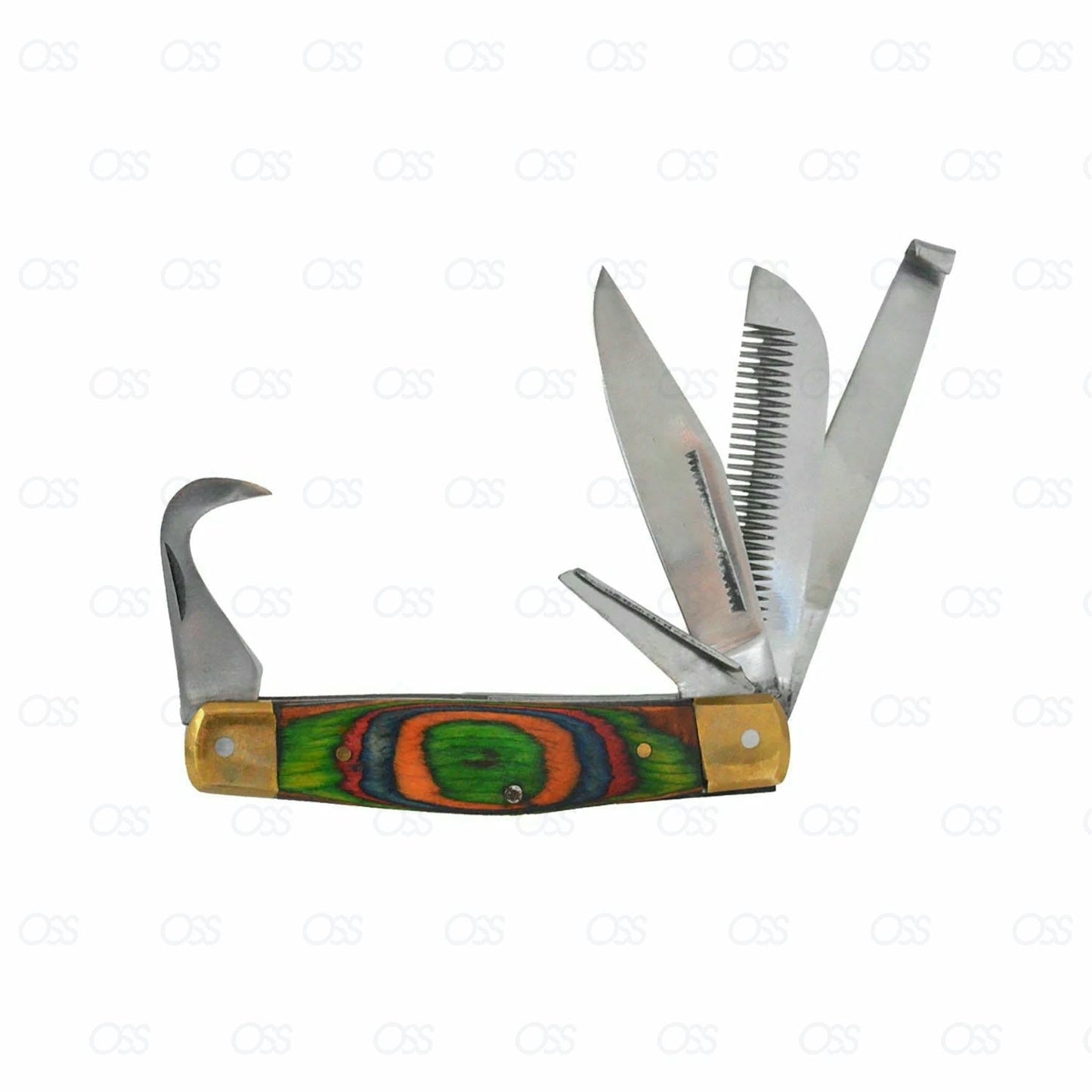 Multifunctional pocket knife with wooden handle 5 in 1 hoof knife farrier trimming tool for horse hoof cleaning shaping and maintenance durable steel blade design