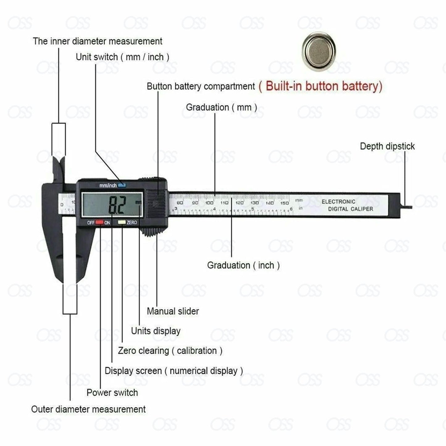 6 INCH DIGITAL VERNIER CALIPER 150MM STAINLESS STEEL MICROMETER ELECTRONIC TOOL