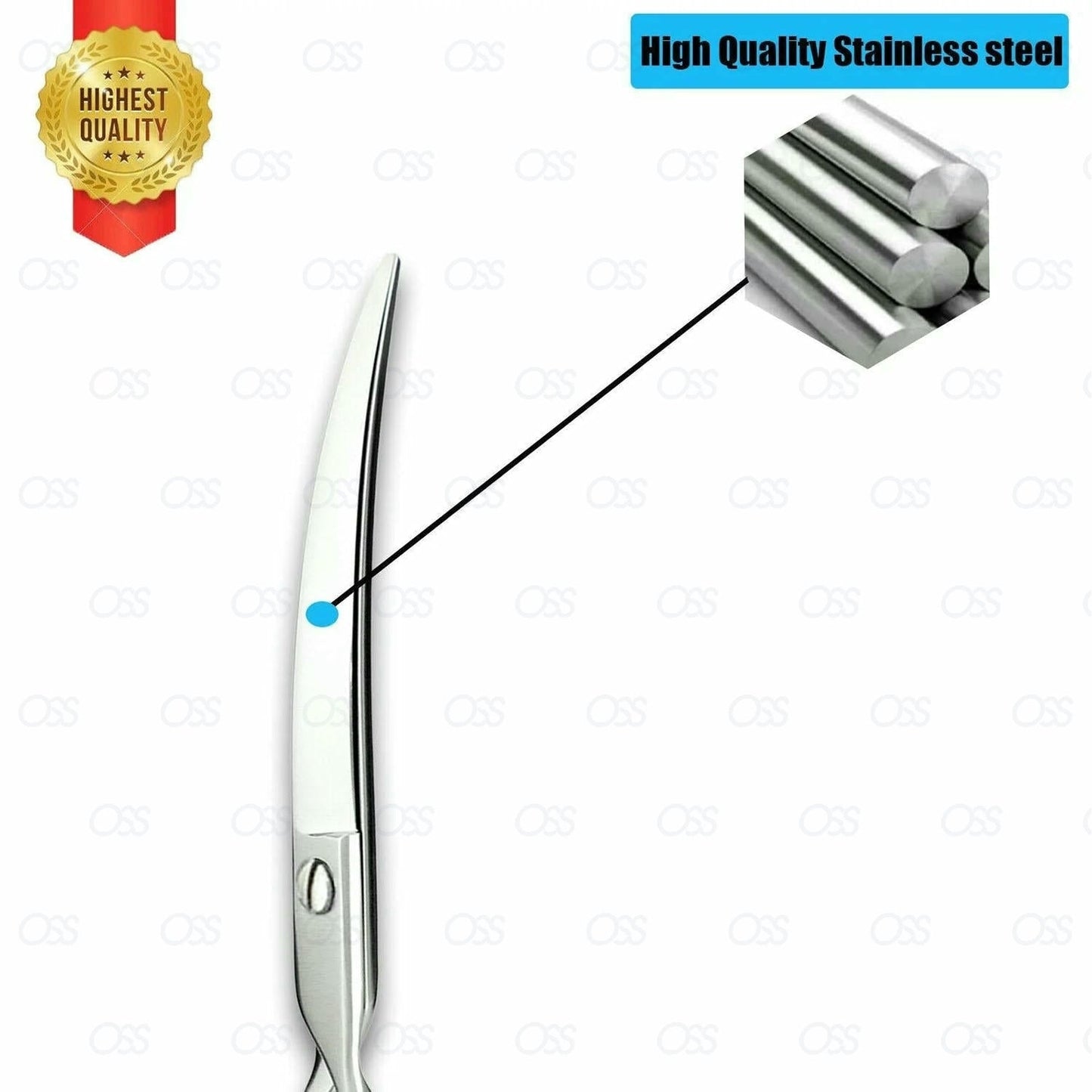 7" Professional Pet Dog Cat Hair Curved Cutting Grooming Scissors Shears