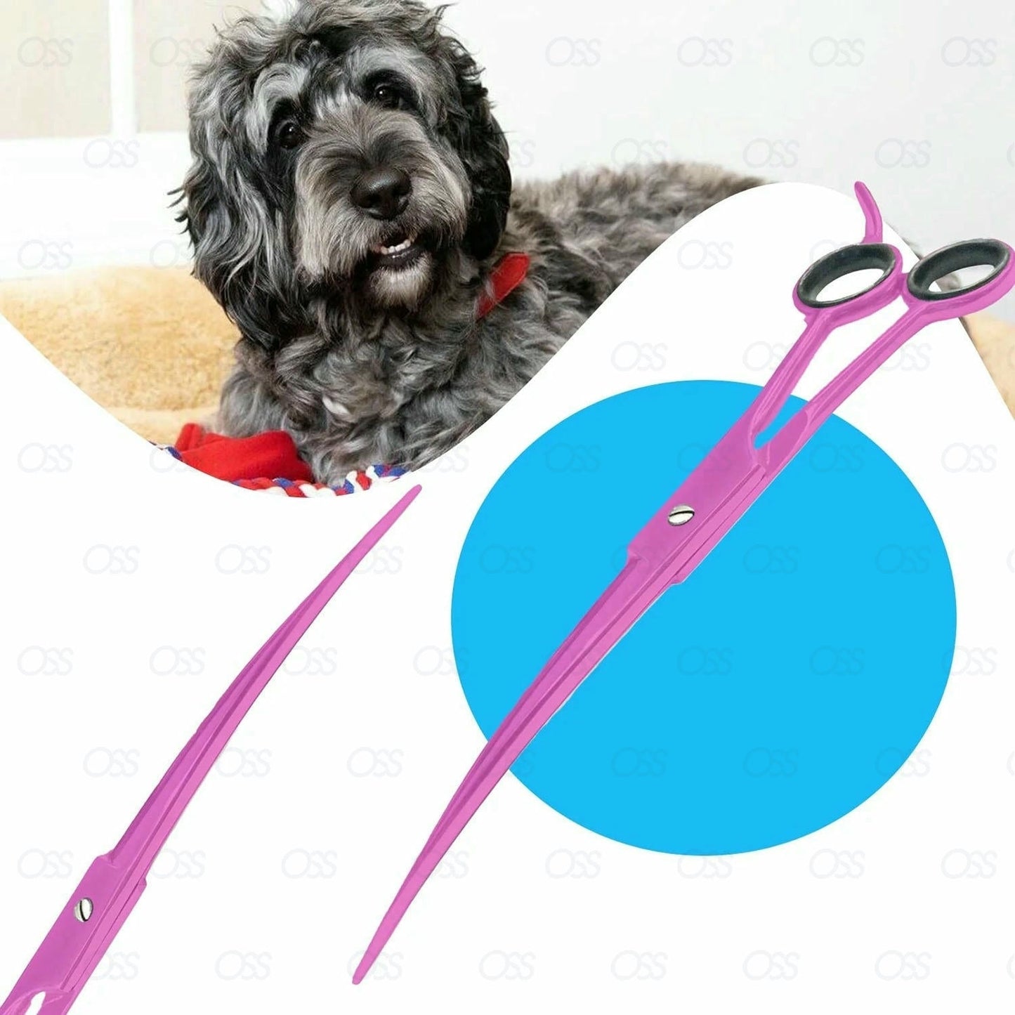 7" Professional Pet Dog Cat Hair Curved Cutting Grooming Scissors Shears