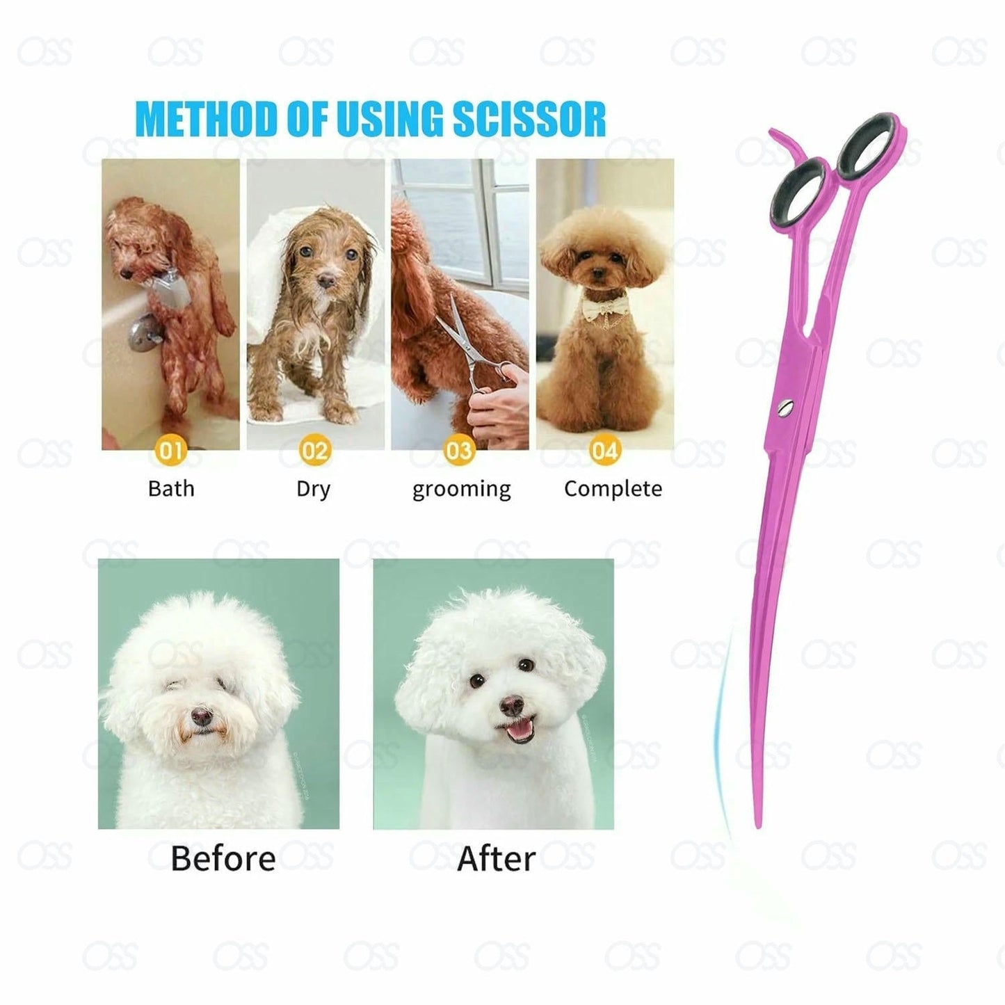 7" Professional Pet Dog Cat Hair Curved Cutting Grooming Scissors Shears