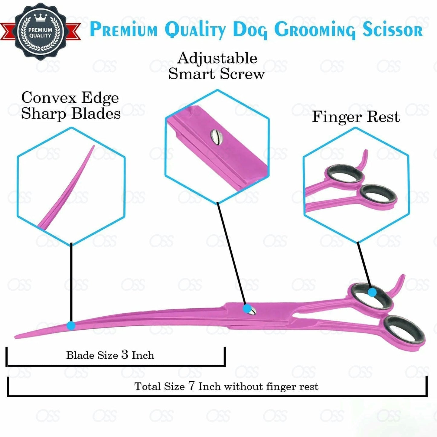 7" Professional Pet Dog Cat Hair Curved Cutting Grooming Scissors Shears