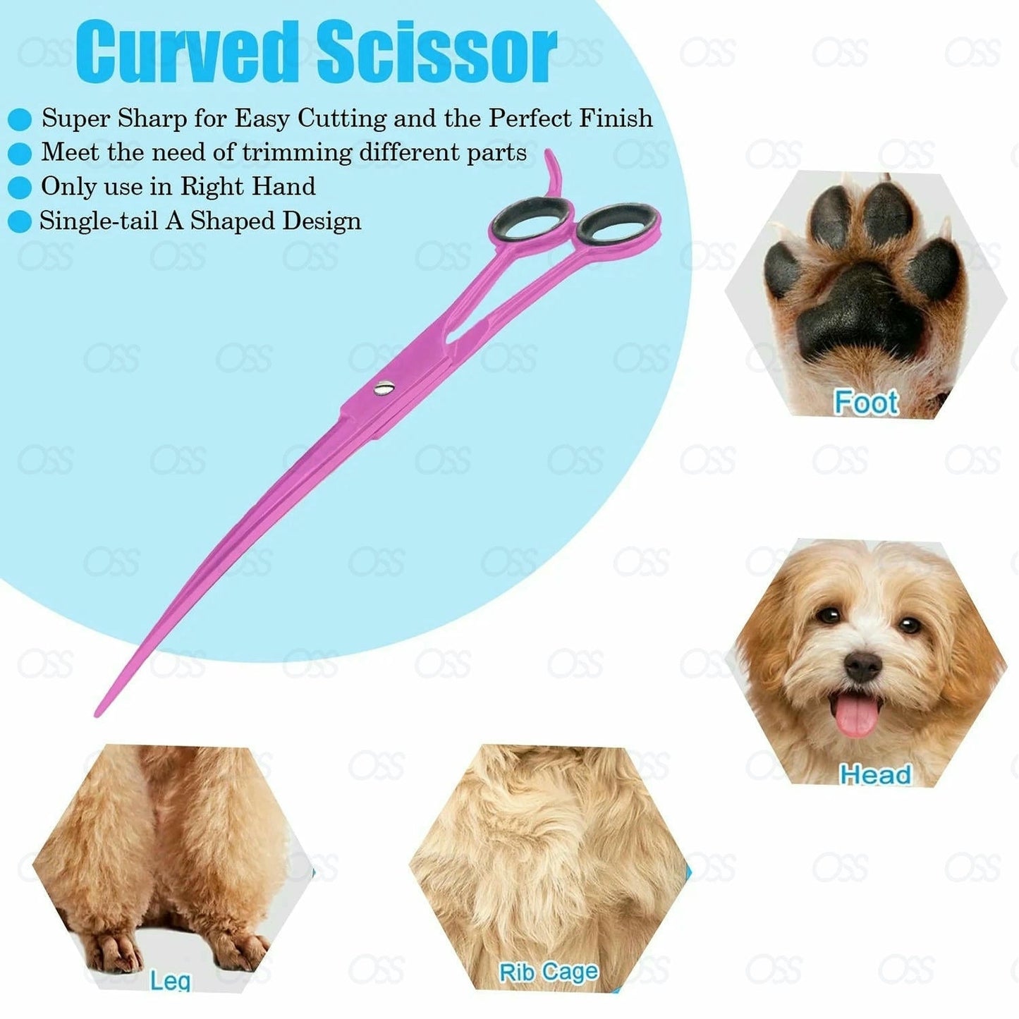 7" Professional Pet Dog Cat Hair Curved Cutting Grooming Scissors Shears
