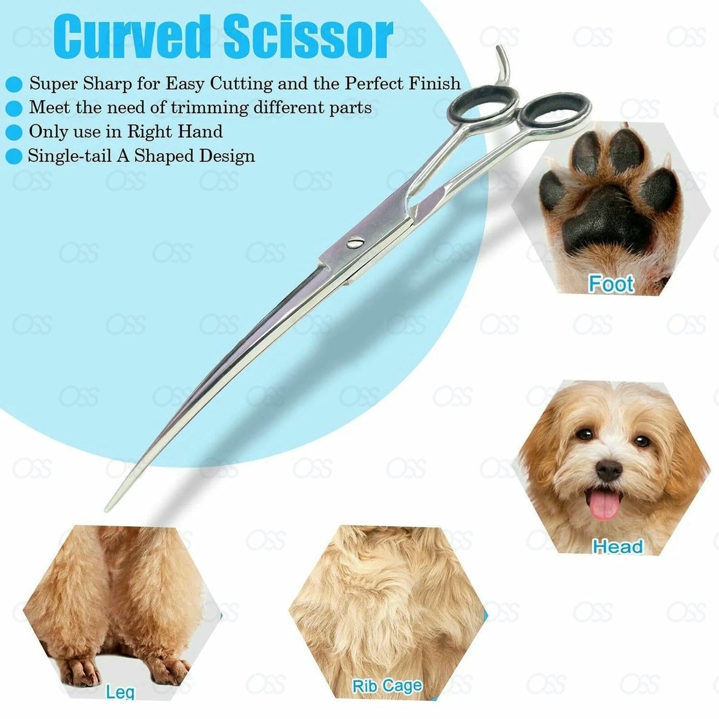 7" Professional Pet Dog Cat Hair Curved Cutting Grooming Scissors Shears