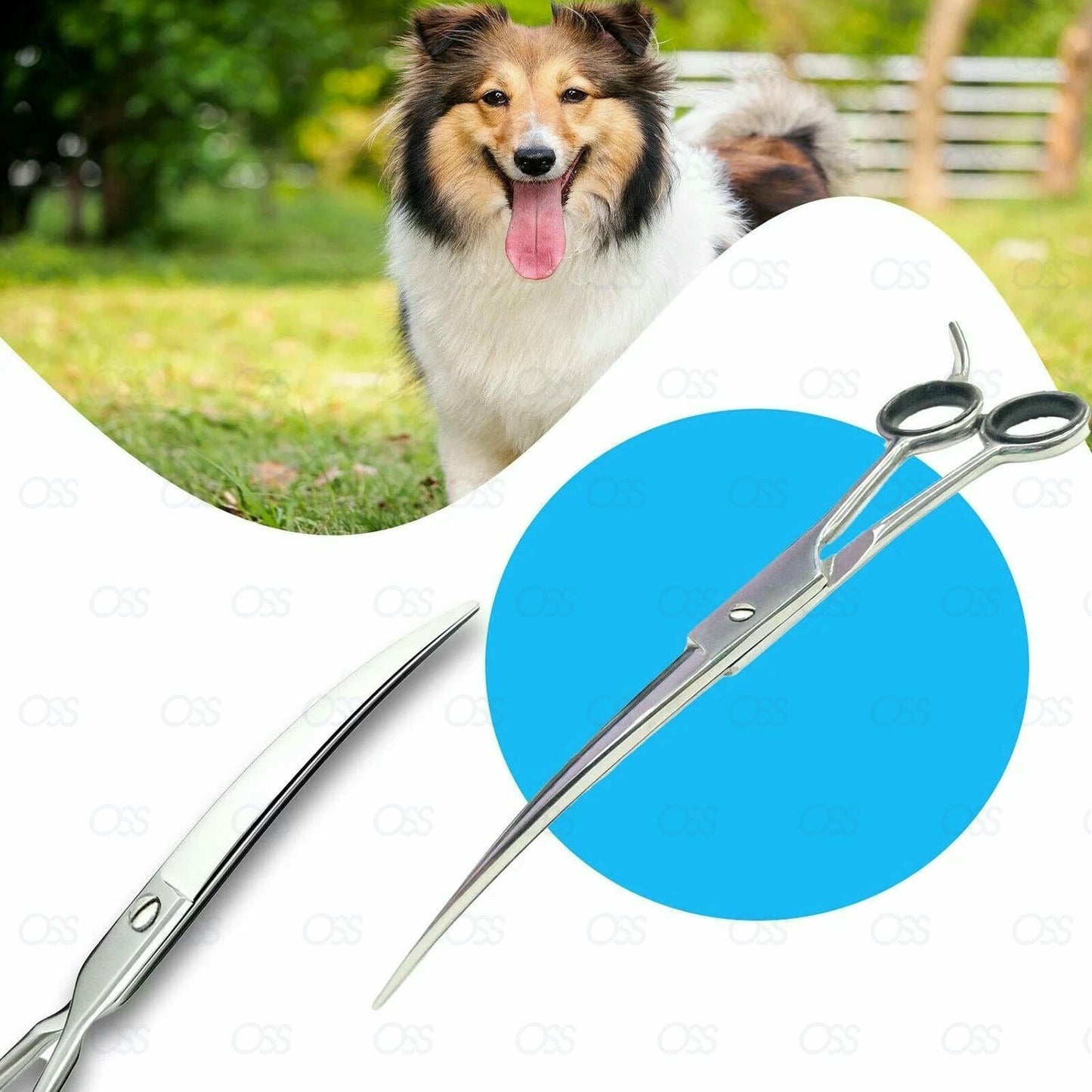 7" Professional Pet Dog Cat Hair Curved Cutting Grooming Scissors Shears