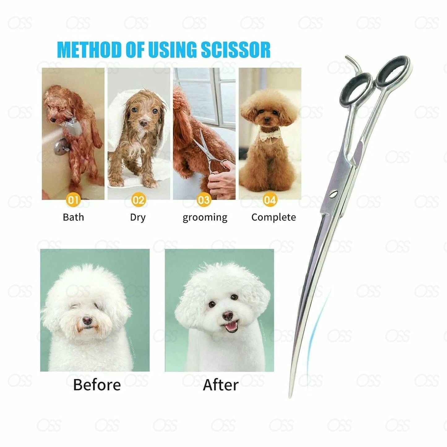 7" Professional Pet Dog Cat Hair Curved Cutting Grooming Scissors Shears