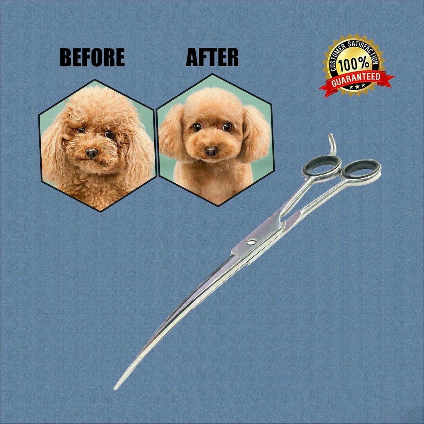 7" Professional Pet Dog Cat Hair Curved Cutting Grooming Scissors Shears