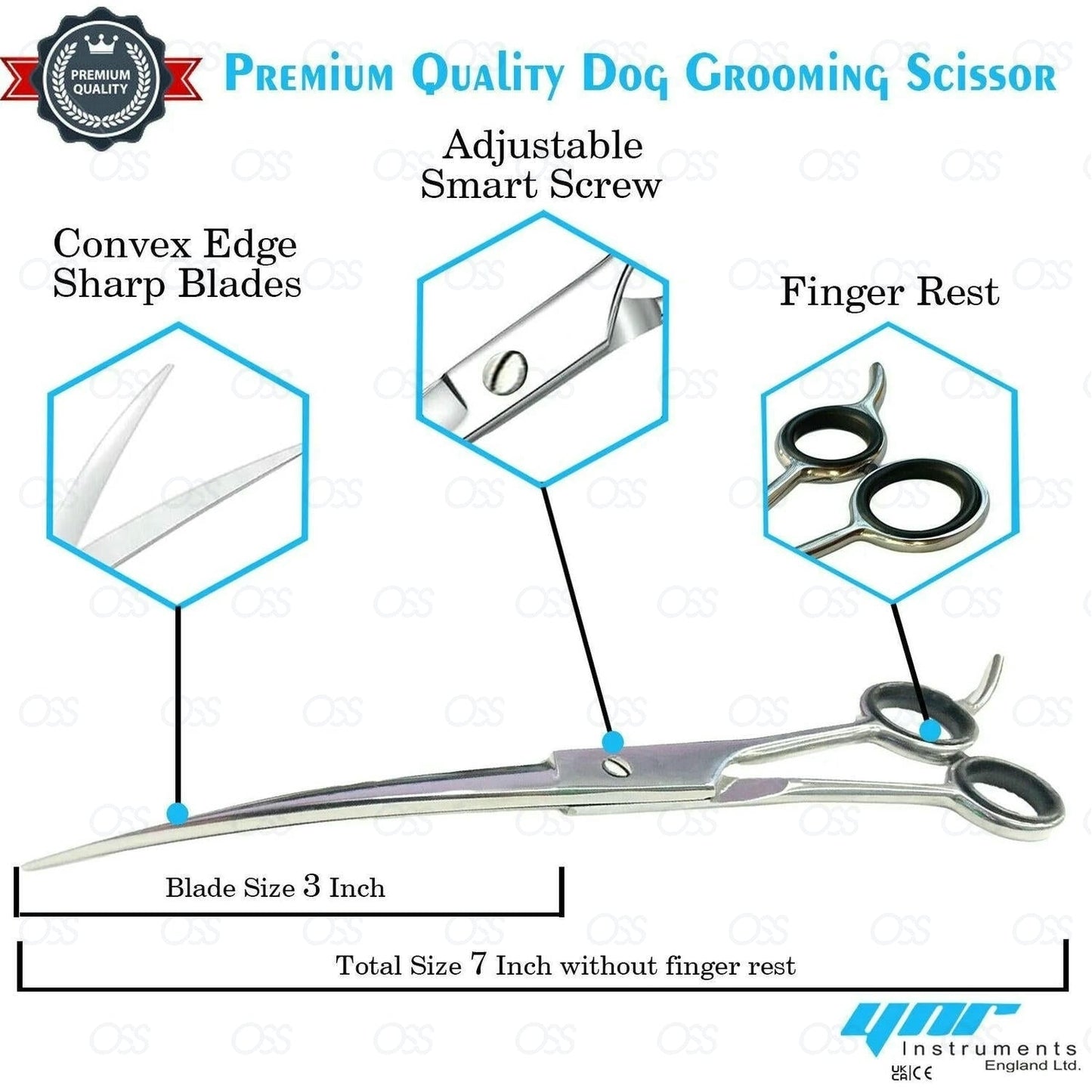 7" Professional Pet Dog Cat Hair Curved Cutting Grooming Scissors Shears