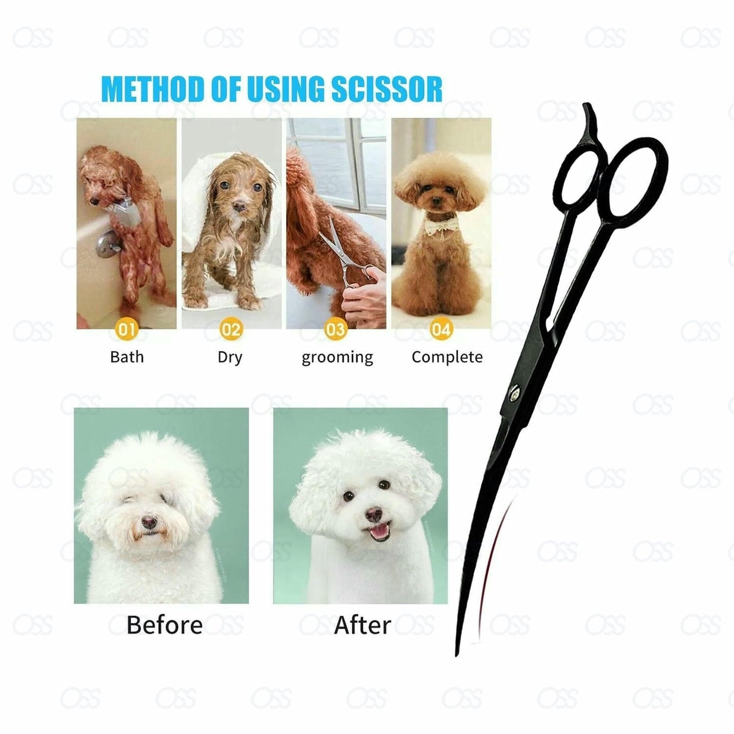 7" Professional Pet Dog Cat Hair Curved Cutting Grooming Scissors Shears