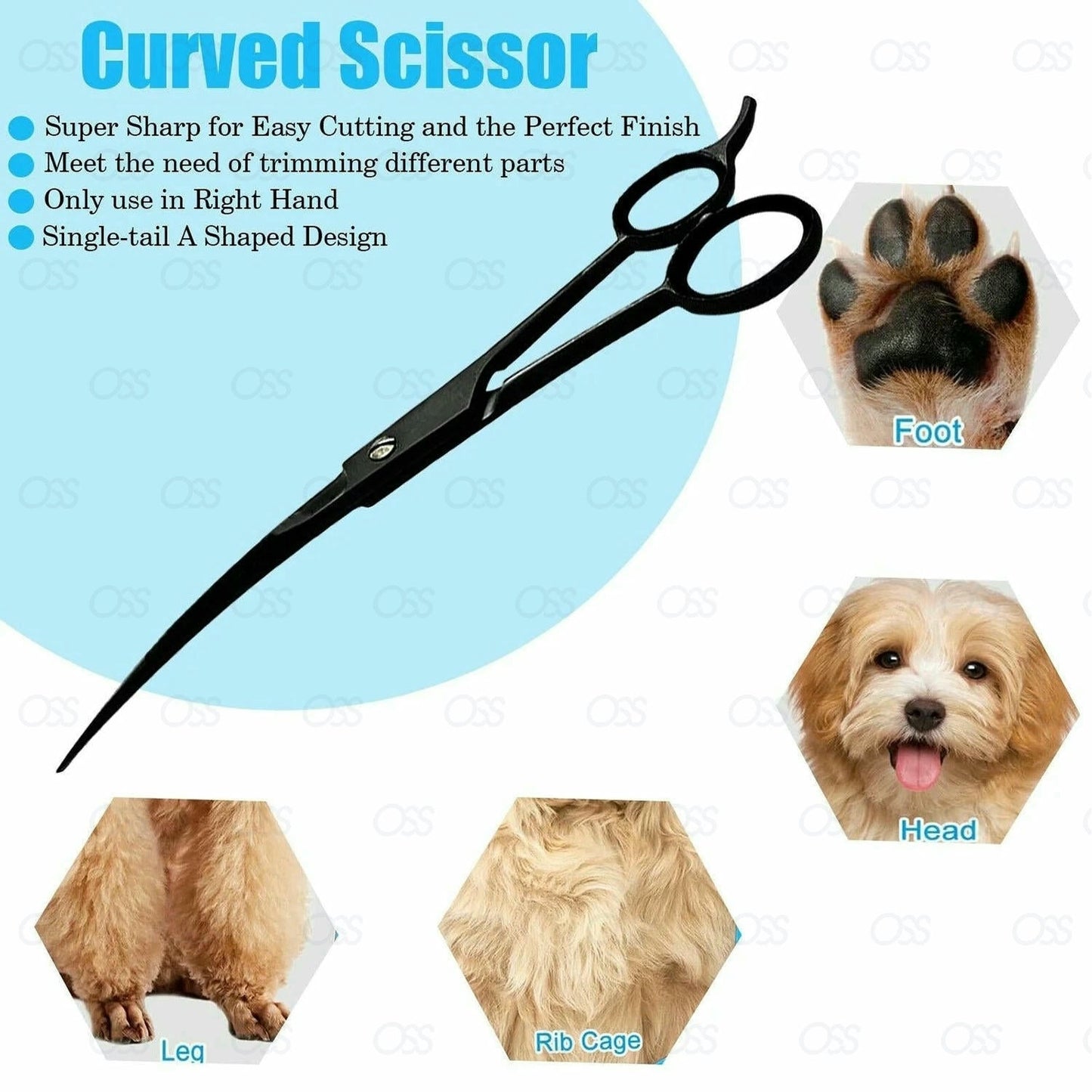 7" Professional Pet Dog Cat Hair Curved Cutting Grooming Scissors Shears