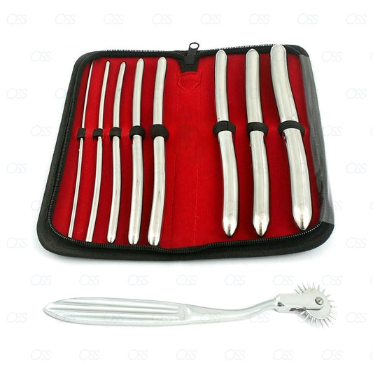 8 Pcs HEGAR DILATOR + 1 ROW PINWHEEL SET Diagnostic Surgical Sounds STEEL