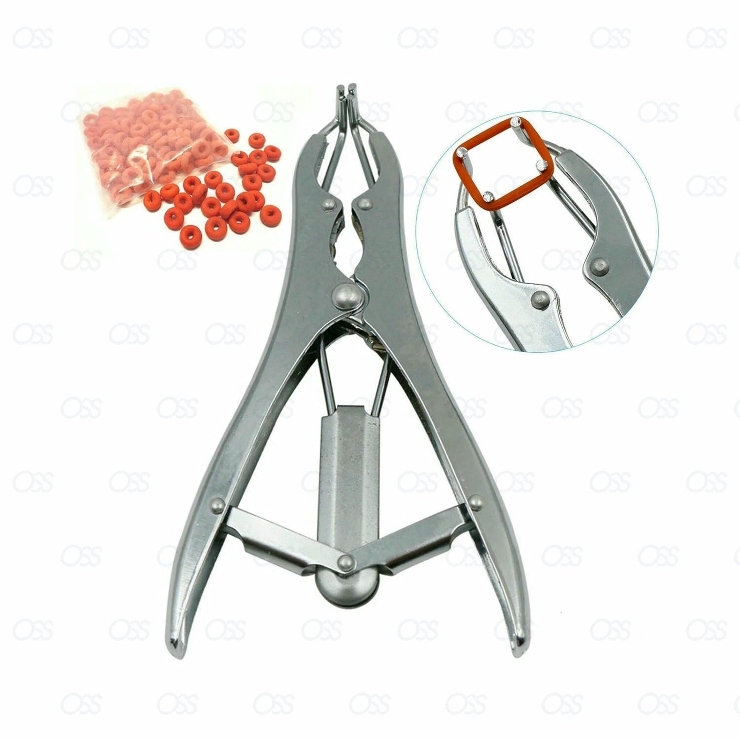 Animal Elastrator Castration Pliers, Plastic Castration Banding Tail,100 Rubber Ring, Cattle Sheep Goat Taile Castration, Christmas Balloon Expansion Tools